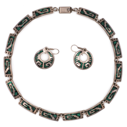 Treasures of Ojai Mexican Silver & Malachite 3pc Set Treasures of Ojai Mexican Silver & Malachite 3pc Set