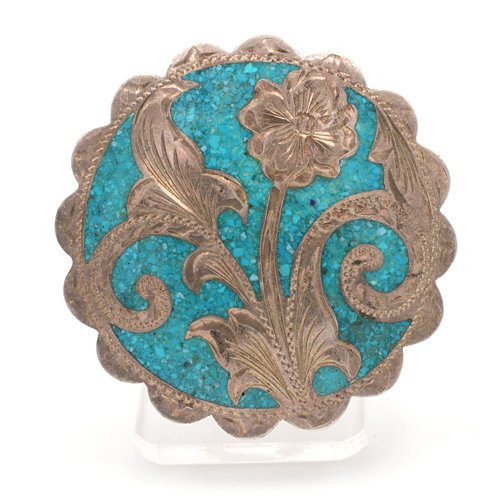 Mexican Silver Turquoise Brooch Mexican Silver Turquoise Brooch