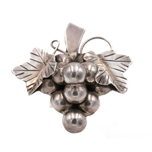 * Mexican Silver Grape Brooch * Mexican Silver Grape Brooch
