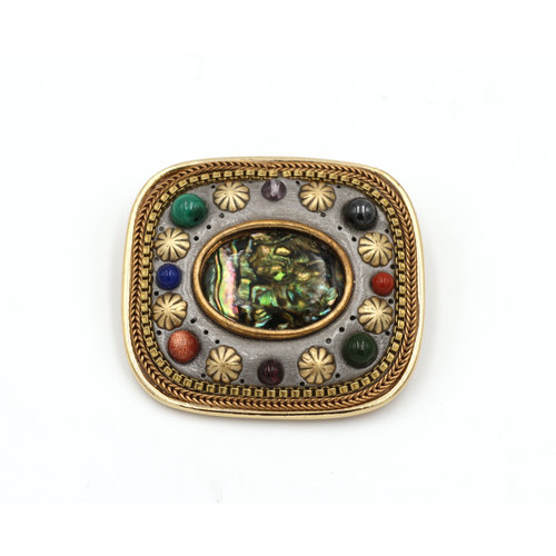 * Inlay Brass Brooch