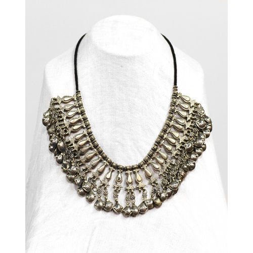 * Tibetan Style Silver Fringe Bib Necklace * Tibetan Style Silver Fringe Bib Necklace
