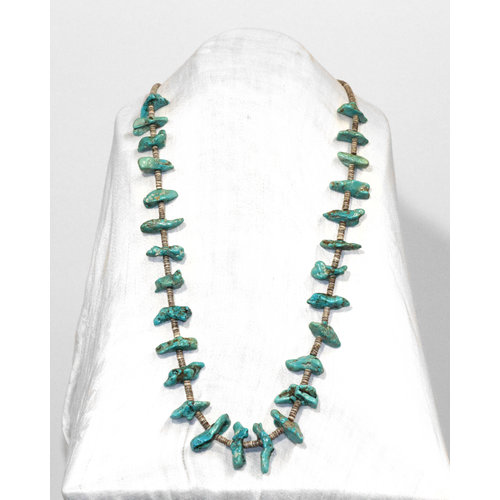 * Native American Heishi and Turquoise Nugget Necklace * Native American Heishi and Turquoise Nugget Necklace