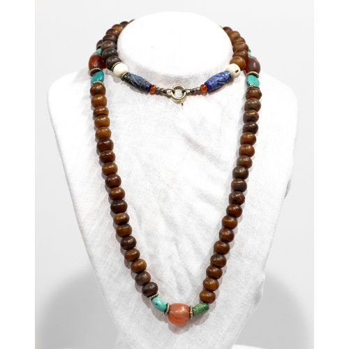 * Lapis Turq Wood Beaded Necklace * Lapis Turq Wood Beaded Necklace