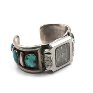 * Sterling Silver and Turquoise Watch Cuff by Artist Julian Lovato * Sterling Silver and Turquoise Watch Cuff by Artist Julian Lovato
