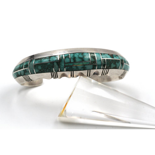 Sterling Cuff Turquoise Inlay - Gilbert Nelson Sterling Cuff Turquoise Inlay - Gilbert Nelson