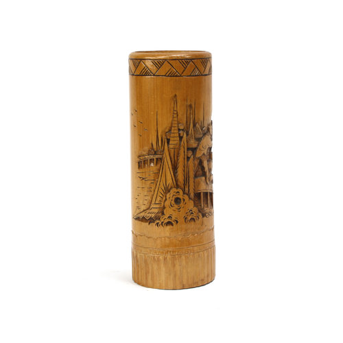 * Carved Bamboo Brush Holder