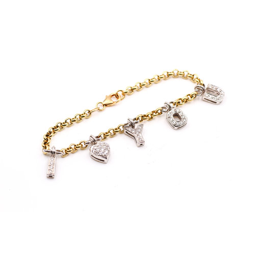 Treasures of Ojai 14K Diamond Charm Bracelet I Love You Treasures of Ojai 14K Diamond Charm Bracelet I Love You