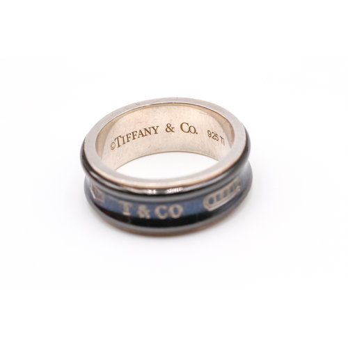 Sterling Silver and Black Titanium Inlay Tiffany and Co. 1837 Ring Sterling Silver and Black Titanium Inlay Tiffany and Co. 1837 Ring