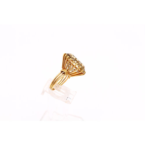 * Bold Mid Century Smokey Topaz Cocktail Ring in 18K Gold