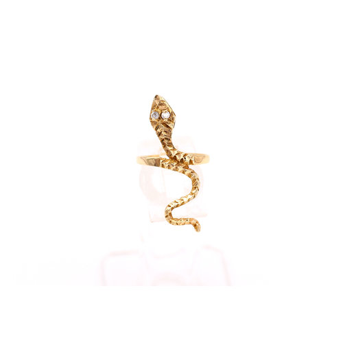 Treasures of Ojai 10k Snake Ring With Paste Stone Eyes Treasures of Ojai 10k Snake Ring With Paste Stone Eyes