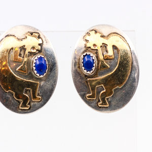 * Sterling Lapis Kokopelli Earrings * Sterling Lapis Kokopelli Earrings