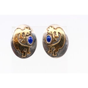 * Sterling Lapis Kokopelli Earrings