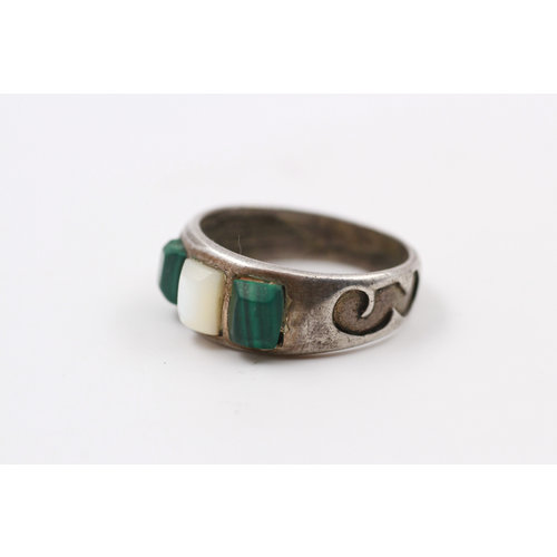 Sterling Malechite MOP Ring (11) Sterling Malechite MOP Ring (11)
