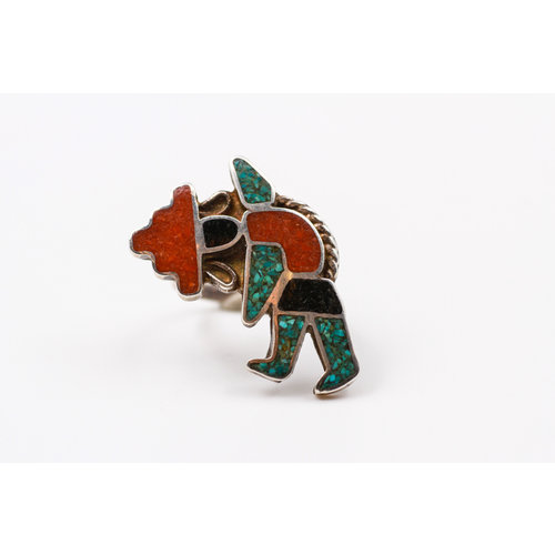 Sterling Turq Coral Onyx Dancer Ring (6.5) Sterling Turq Coral Onyx Dancer Ring (6.5)