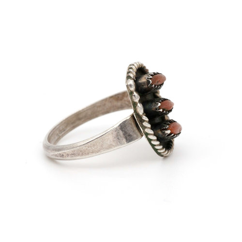 * Native American Sterling & Coral Ring (7)