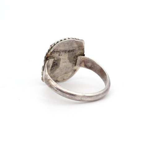 * Native American Sterling & Coral Ring (7)