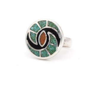 * Native American Coral & Turquoise Ring (6)