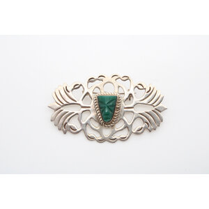 Sterling Mexican Jade Mask Brooch Sterling Mexican Jade Mask Brooch