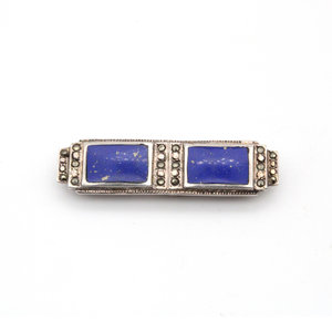 Sterling Lapis Marcasite Brooch Sterling Lapis Marcasite Brooch