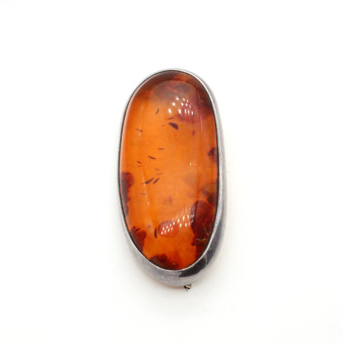 Sterling Baltic Amber Brooch