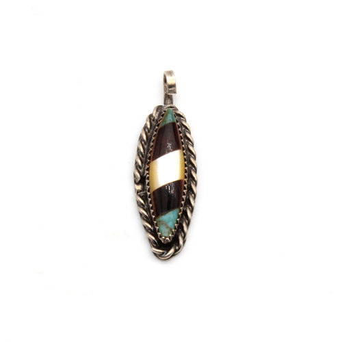 Sterling Onyx MoP Turquoise Pendant