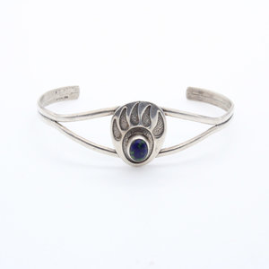 Sterling Lapis Bear Paw Cuff