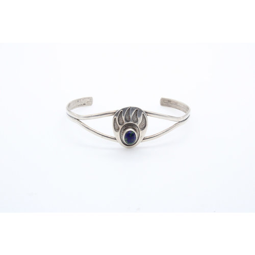 Sterling Lapis Bear Paw Cuff