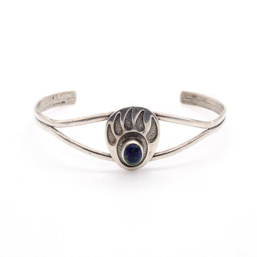 Sterling Lapis Bear Paw Cuff