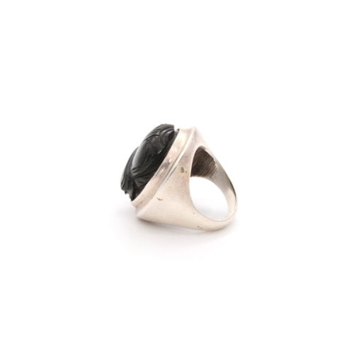 Sterling Scarab Onyx Ring