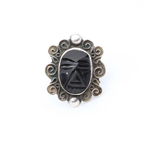 Sterling Onyx Mask Ring