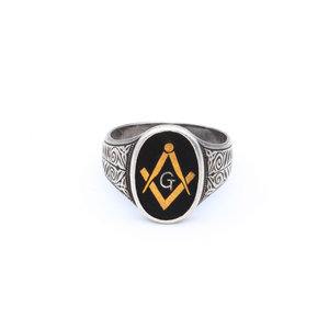 Sterling Masonic Inlay Ring