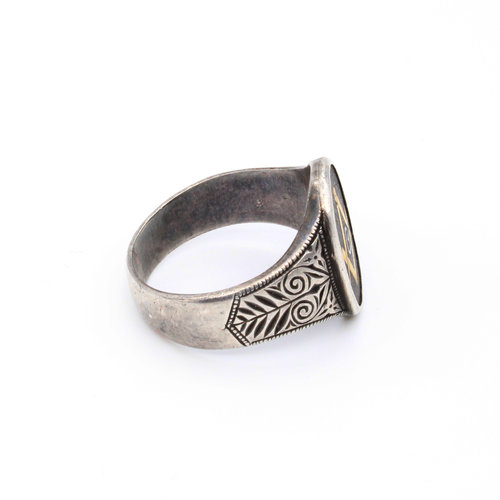 Sterling Masonic Inlay Ring