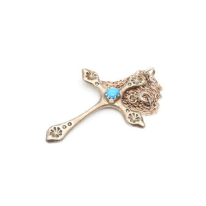 Sterling Turquoise Cross Pendant on Sterling Chain Sterling Turquoise Cross Pendant on Sterling Chain