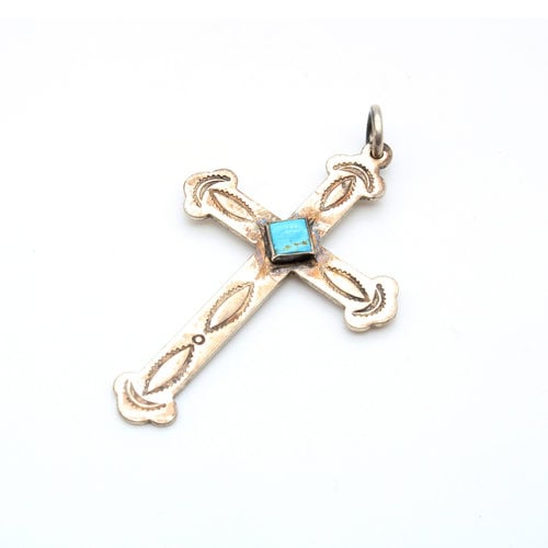 Sterling Turquoise Cross Pendant