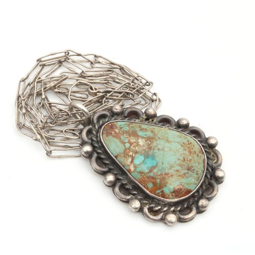 Sterling Fox Turquoise Pendant on Chain