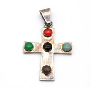Sterling Multi Stone Cross