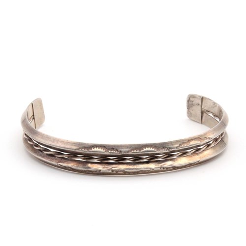 Sterling Punched Rope Cuff