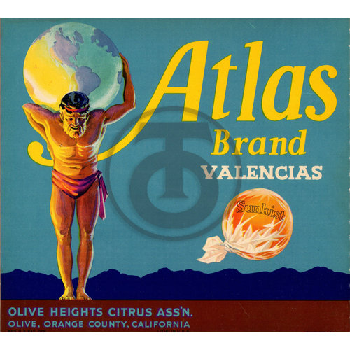 Atlas Brand Valencias Olive Heights Citrus Assn