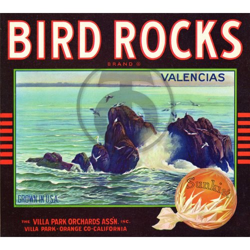 Bird Rocks Brand Valencias Villa Park Orchards Assn