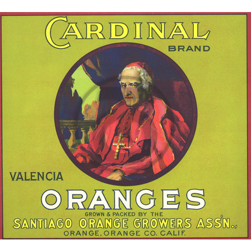 Cardinal Brand Valencia Oranges Santiago Orange Growers Assn