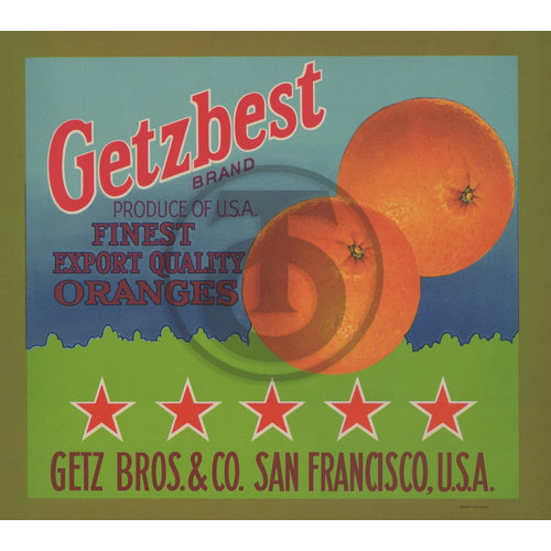 Getzbest Brand FInest Export Quality Oranges Getz Bros & Co San Francisco