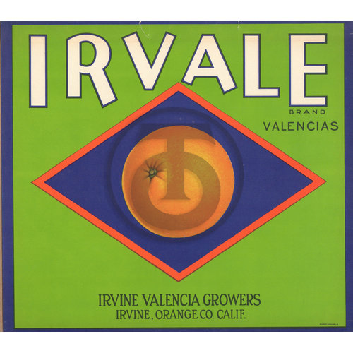 Irvale Brand Valencias Irvine Valencia Growers Irvine Orange Co CA