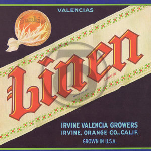 Linen Brand Valencias Irvine Valencia Growers Orange Co CA