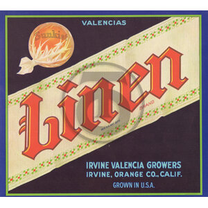 Linen Brand Valencias Irvine Valencia Growers Orange Co CA Linen Brand Valencias Irvine Valencia Growers Orange Co CA