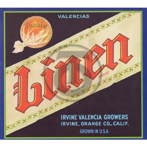 Linen Brand Valencias Irvine Valencia Growers Orange Co CA