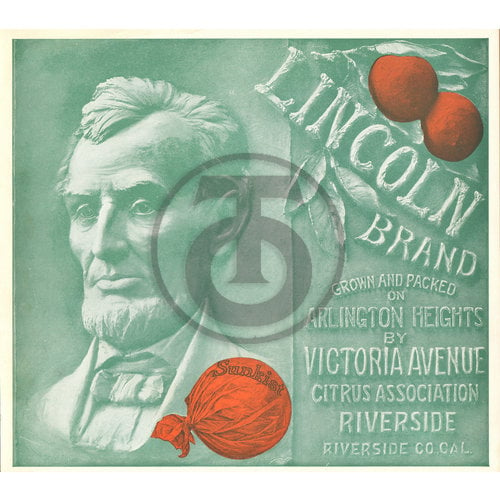 Lincoln Brand Sunkist Arlington Heights Victoria Avenue CItrus Assn Riverside CA