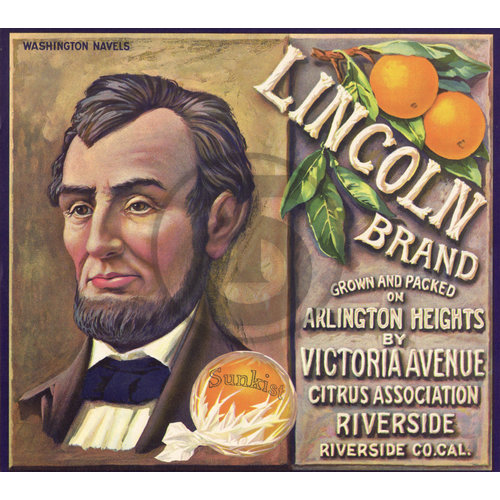 Lincoln Brand Sunkist Washington Navels Arlington Heights Victoria Avenue Citrus Assn Riverside CA