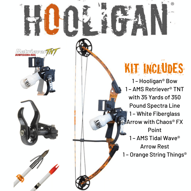 AMS AMS Hooligan Bowfishing Kit RH B805-LH 24-50lb Orange AMS AMS Hooligan Bowfishing Kit RH B805-LH 24-50lb Orange