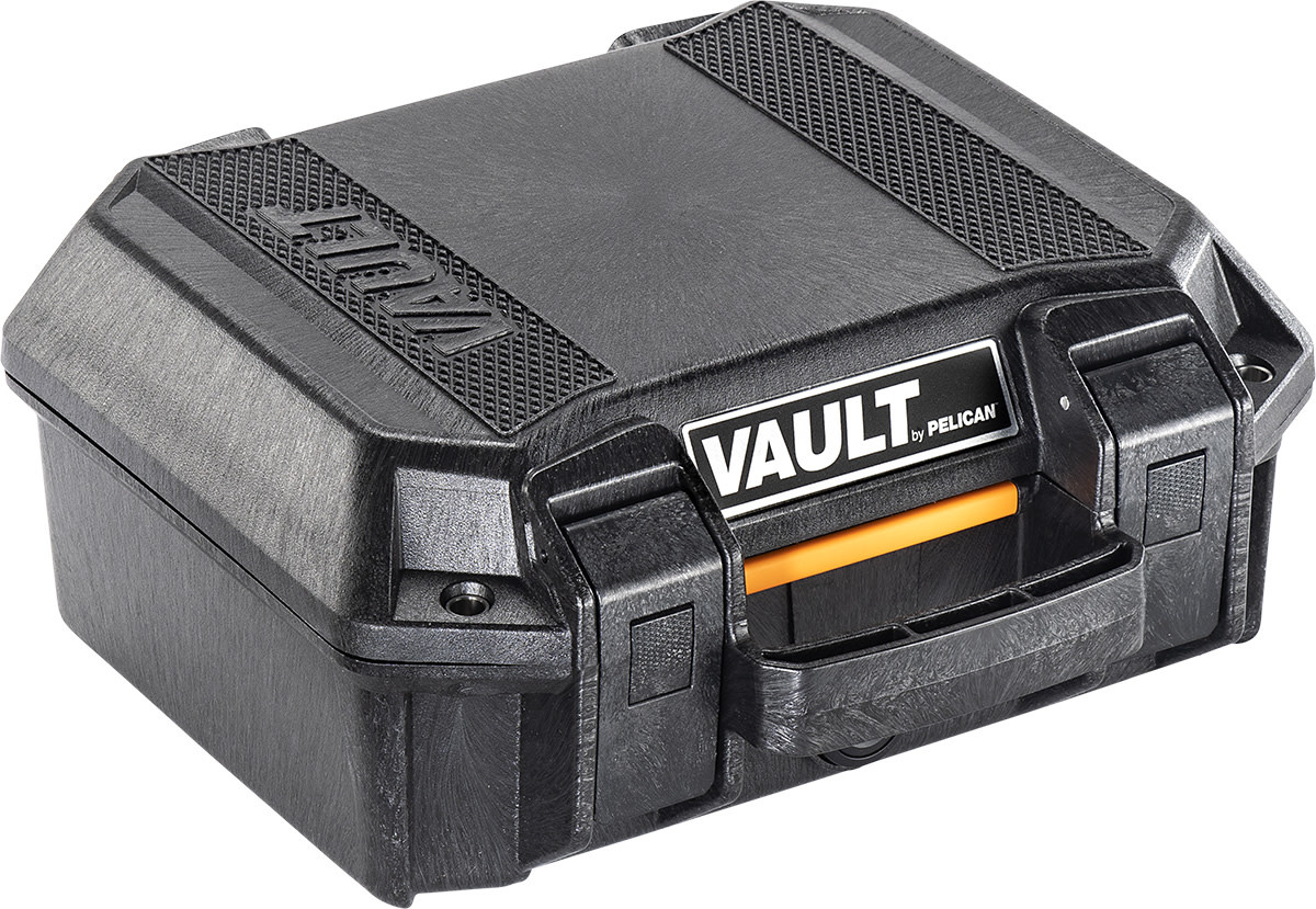 Pelican V100 Vault Small Pistol Case 11"x8"x4.5" High Impact Polymer Black
