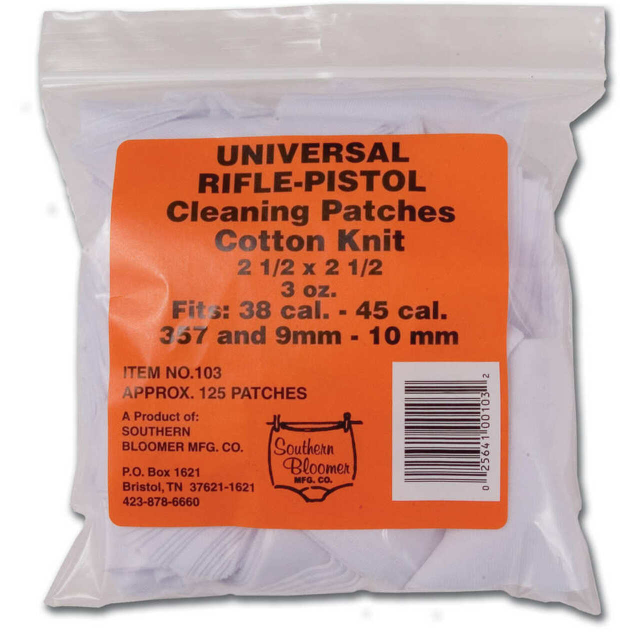 Universal Rifle/Pistol Cleaning Patches 125 ct 2.5" x 2.5"